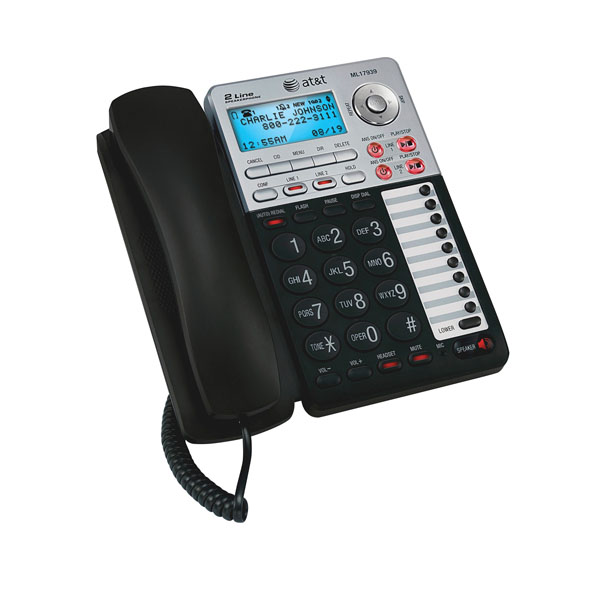 AT&T ML17939 2-Line Corded Office Phone System with Answering Machine and Caller ID/Call Waiting