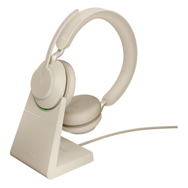 Jabra Evolve2 65 Link 380A MS Stereo Wireless Headset with Stand - Beige