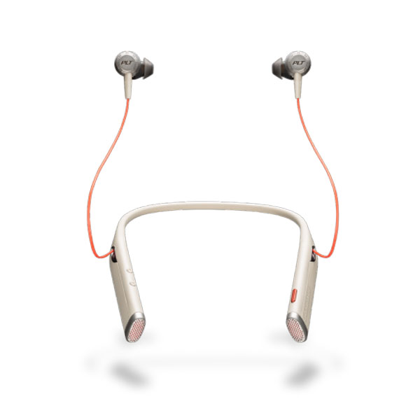 Plantronics Voyager 6200 UC NC USB-C Neckband Wireless Bluetooth Headset with Earbuds - Sand
